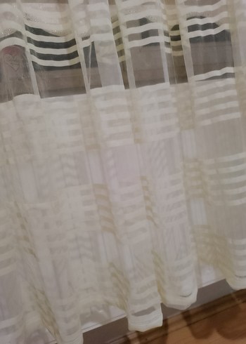 Bohem Beyaz Şeritli Tül Perde - Görsel 4