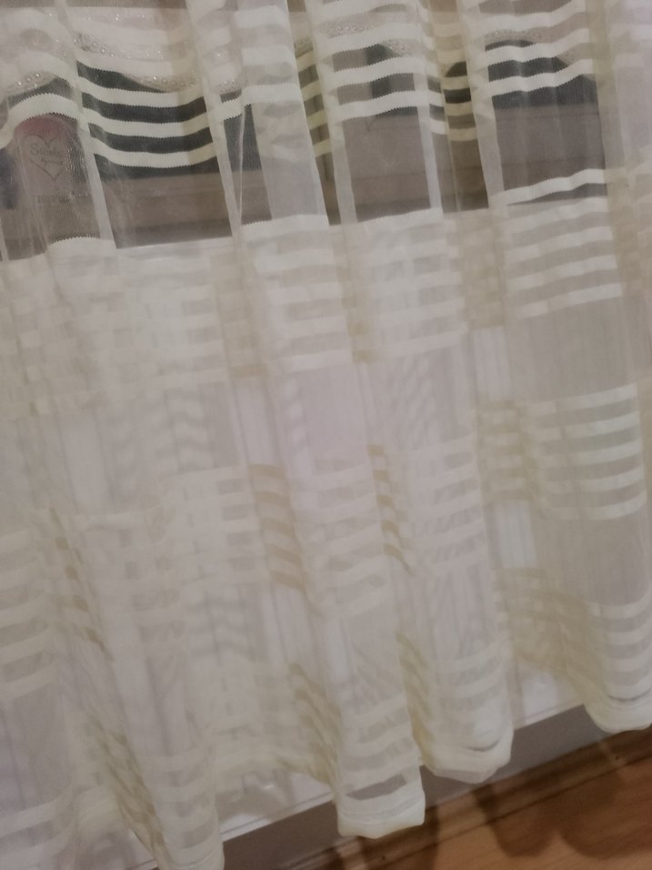 Bohem Beyaz Şeritli Tül Perde - Görsel 4
