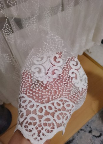 Beyaz Nakışlı Bohem Tül Perde - Görsel 3