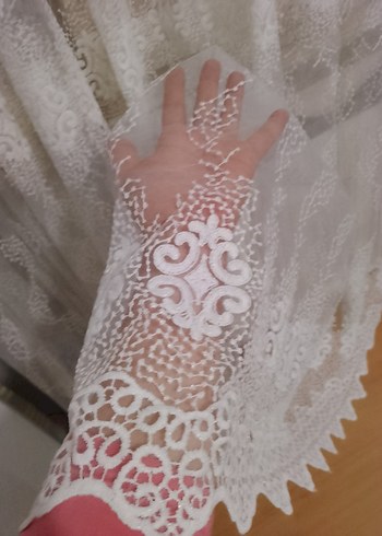 Beyaz Nakışlı Bohem Tül Perde - Görsel 4