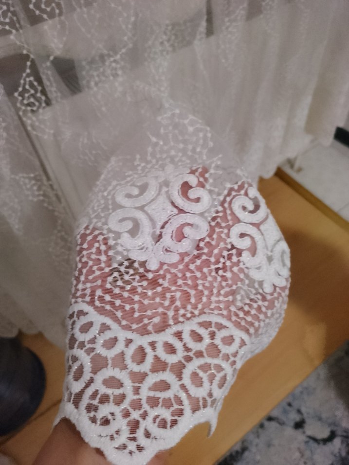 Beyaz Nakışlı Bohem Tül Perde - Görsel 3