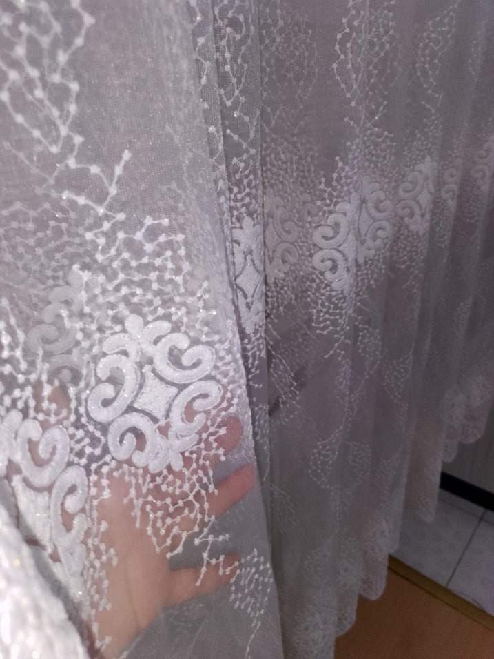 Beyaz Nakışlı Bohem Tül Perde - Görsel 2