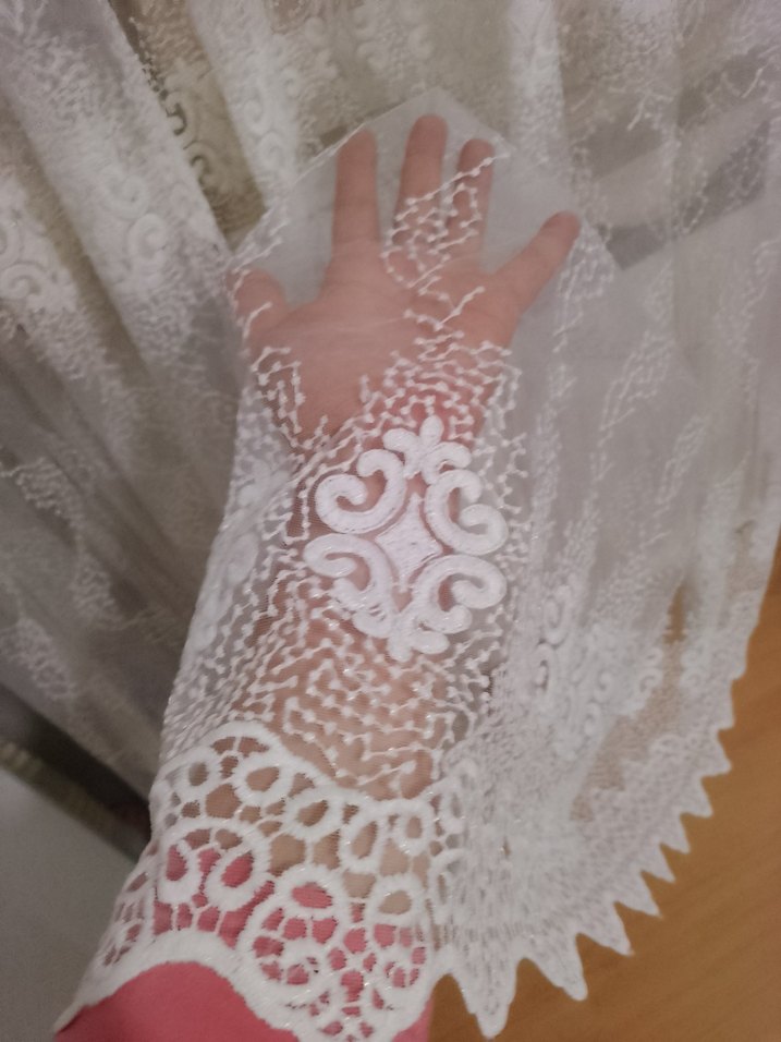 Beyaz Nakışlı Bohem Tül Perde - Görsel 4