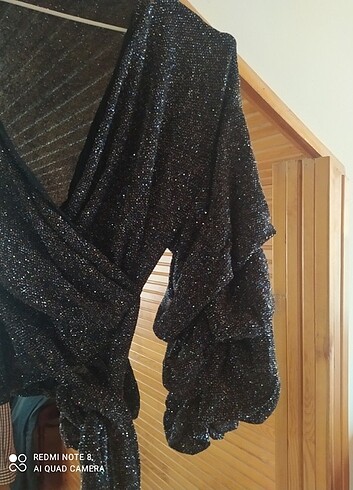 Gümüş simli abiye bluz - Görsel 3