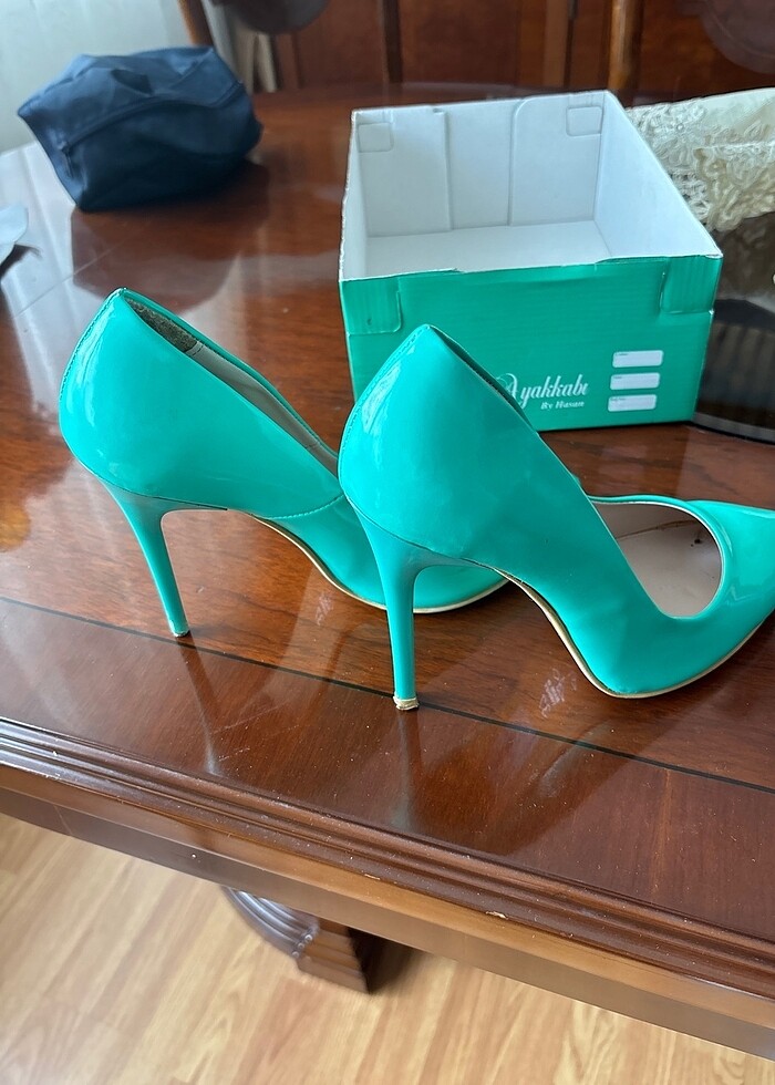 Su yeşili stiletto ayakkabı - Görsel 2