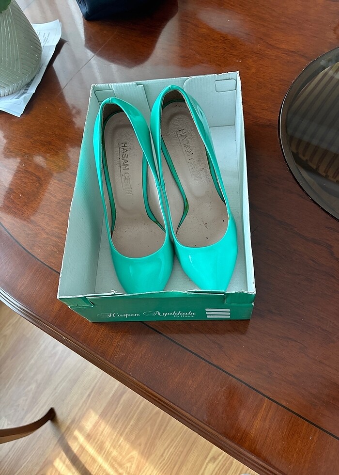 Su yeşili stiletto ayakkabı - Görsel 4