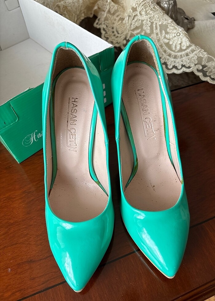 Su yeşili stiletto ayakkabı - Görsel 3