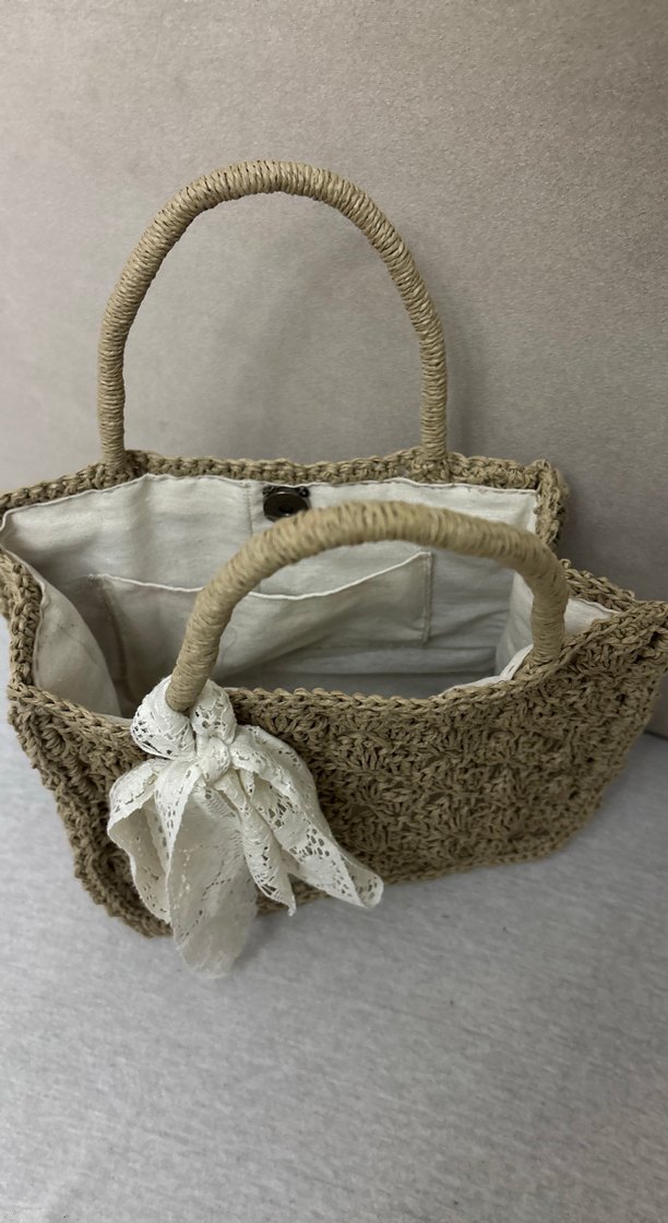 Bej Dantel Detaylı Bohem Örgü Kadın Çanta - Görsel 4