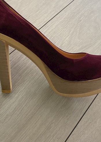 40 Beden Bordo Süet Platform Topuklu Klasik Kadın Ayakkabı