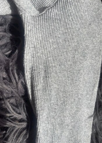 m Beden gri Renk Gri Uzun Kollu Crop Top Kadın
