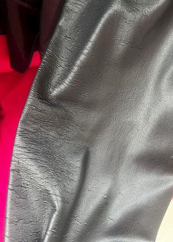 l Beden Siyah Deri Kadın Ceket