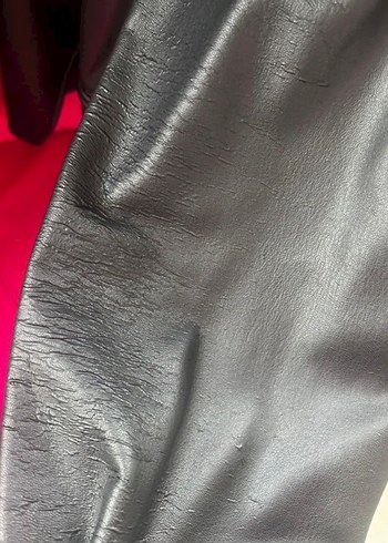 Kadın Siyah Deri Kemerli Ceket - Görsel 5