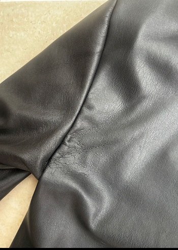 Kadın Siyah Deri Kemerli Ceket - Görsel 3