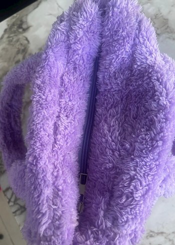 Mor Peluş Kadın El Çantası - Görsel 4