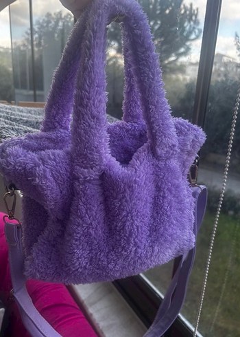 Mor Peluş Kadın El Çantası - Görsel 2