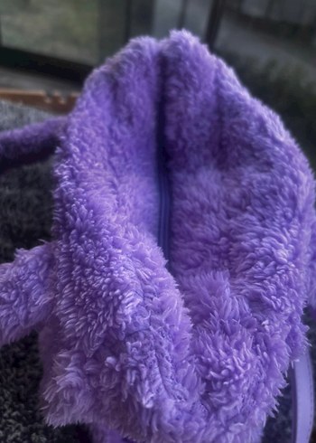 Mor Peluş Kadın El Çantası - Görsel 6