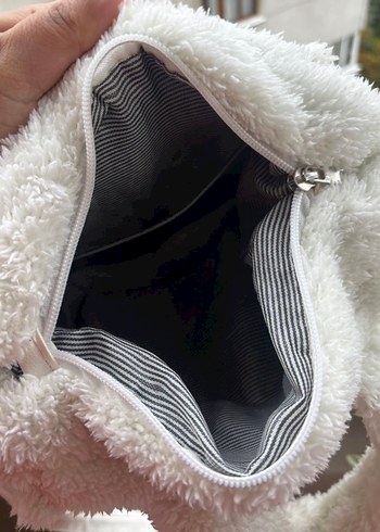 Beyaz Peluş Kadın Omuz Çantası - Görsel 2