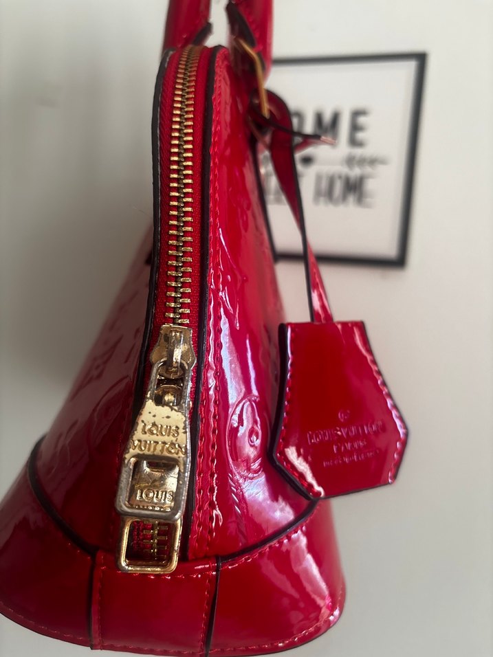 Parlak Kırmızı Deri Kadın Çanta - Görsel 5