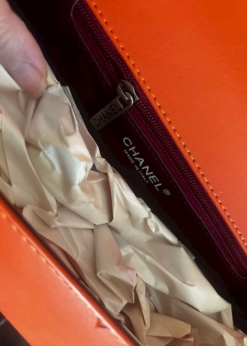 Turuncu Zincir Detaylı Deri Kadın Çanta - Görsel 5