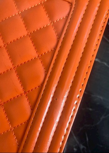 Turuncu Zincir Detaylı Deri Kadın Çanta - Görsel 7