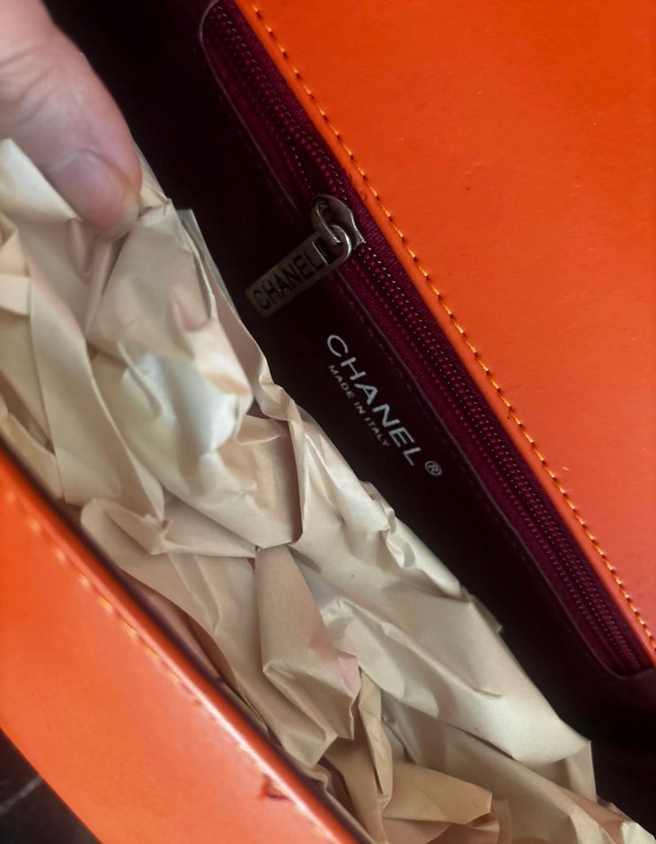 Turuncu  Zincir Detaylı Deri Kadın Çanta - Görsel 5