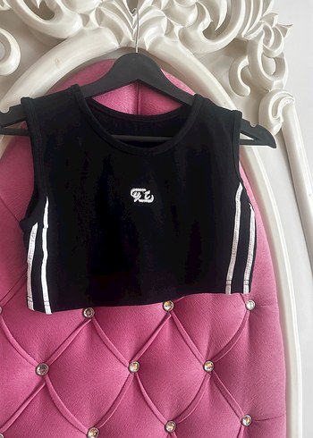 Diğer Siyah Baskılı Kısa Atlet Crop Top