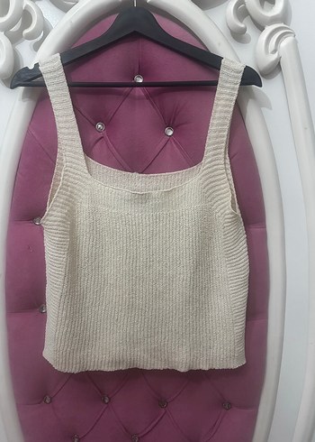 Bej Kadın Örme Kolsuz Mini Atlet