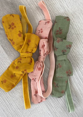 3 lü Çiçek Desenli bebek saç tokası/ bandı - Görsel 3