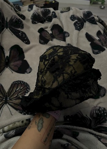 Siyah Dantel Goth Kadın Şapka - Görsel 2
