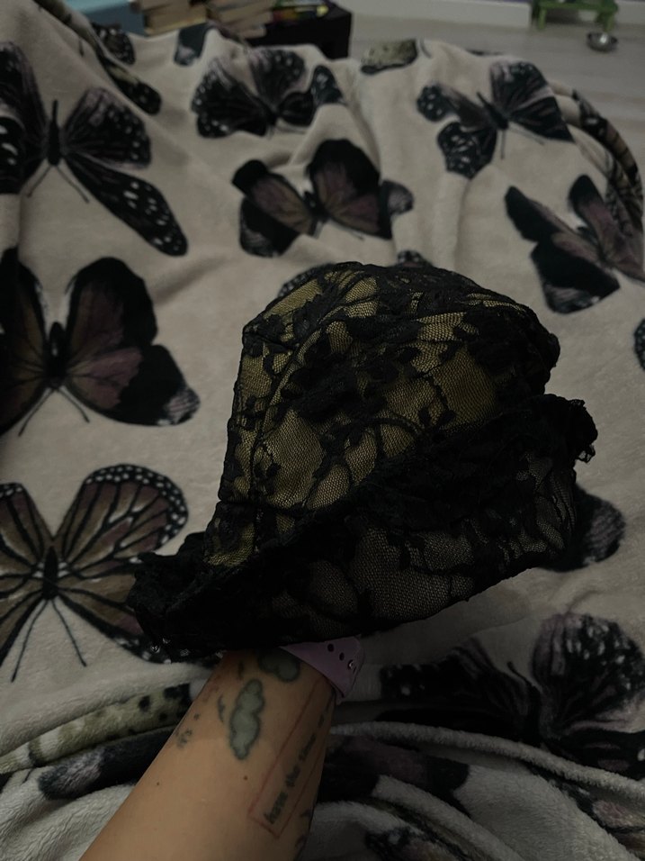 Siyah Dantel Goth Kadın Şapka - Görsel 2