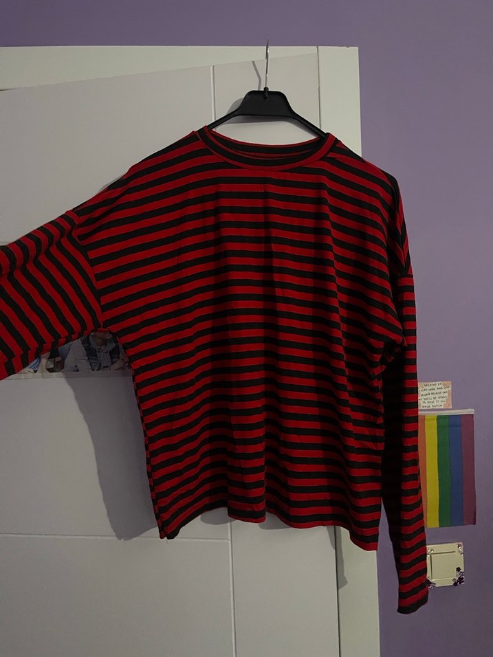 Kadın Kırmızı Çizgili Uzun Kollu - Görsel 2