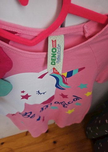 Diğer Kız Çocuk Pembe Unicorn Baskılı Tişört