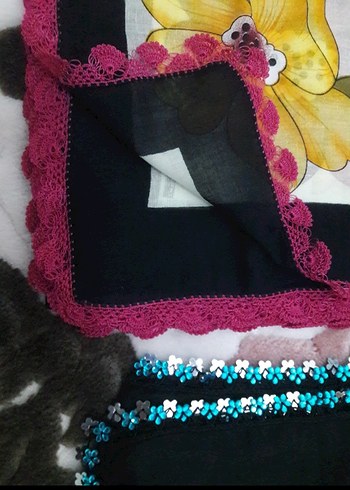 Kadın Çok Renkli Dantel Detaylı Eşarp - Görsel 3