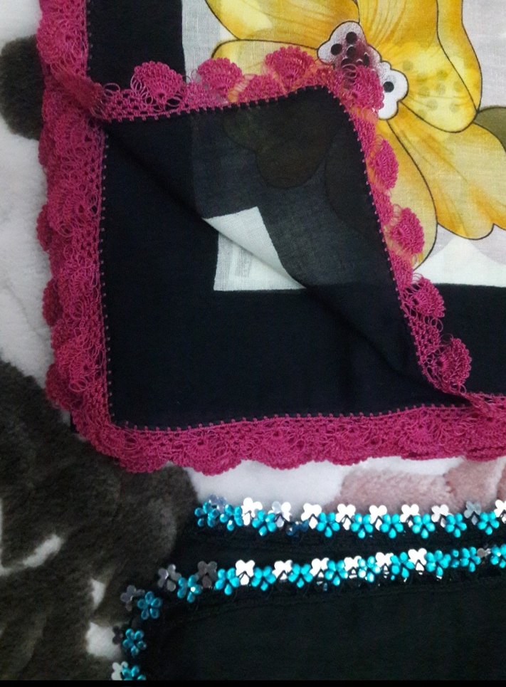 Kadın Çok Renkli Dantel Detaylı Eşarp - Görsel 3