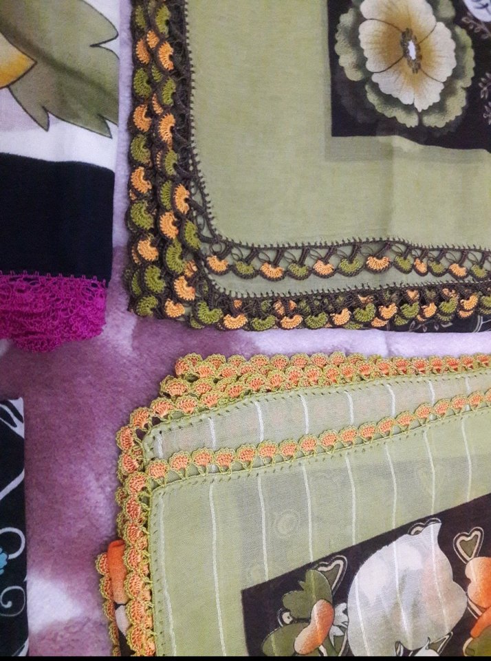 Kadın Çok Renkli Dantel Detaylı Eşarp - Görsel 2