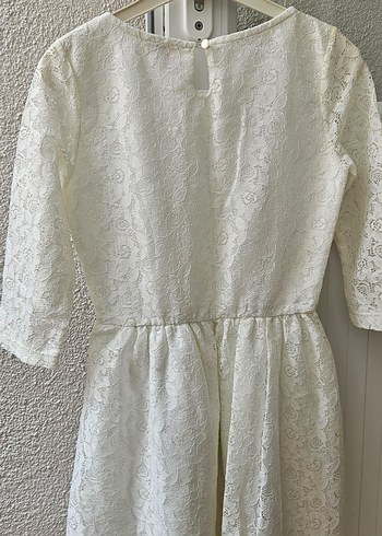 Kız Çocuk Beyaz Dantel Elbise - Görsel 2