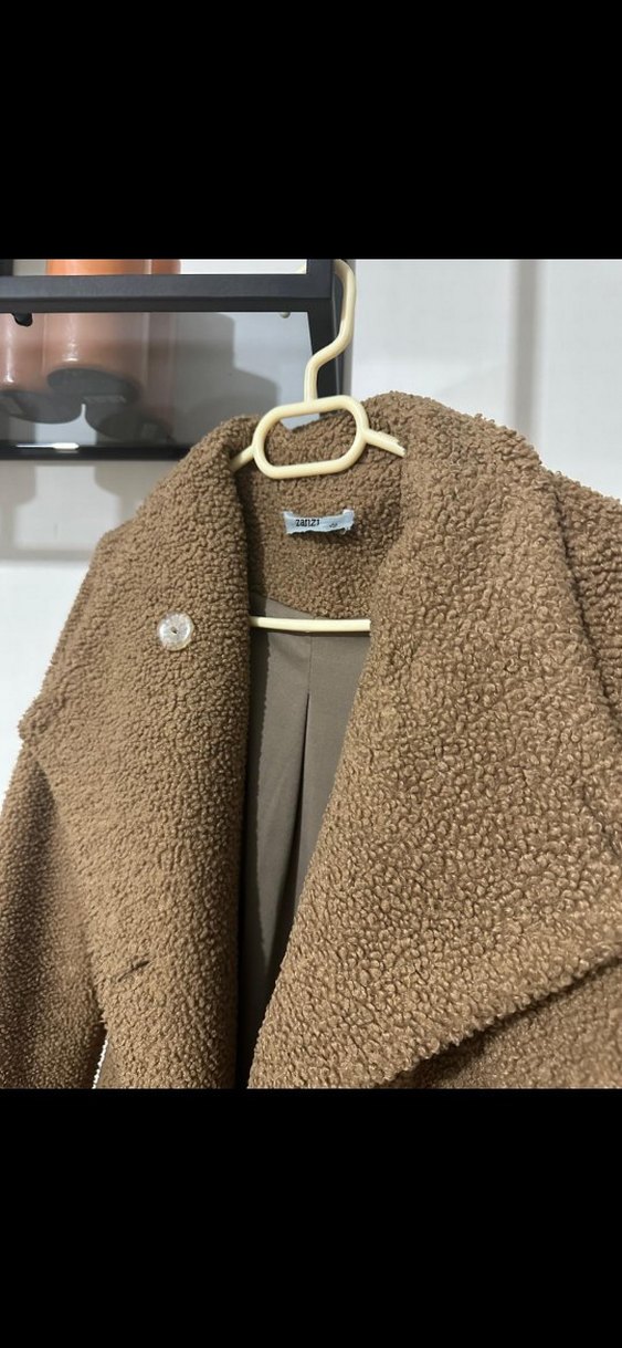 Bej Midi Kadın Yün Kaban - Görsel 3