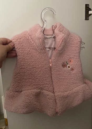 Kız Çocuk Pembe Kürklü Polar Yelek - Görsel 2