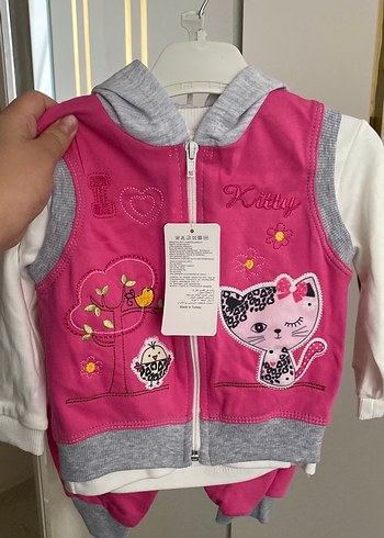 Kız Çocuk Kapüşonlu Fermuarlı Yelek - Görsel 3