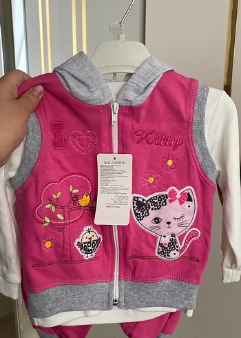 Kız Çocuk Kapüşonlu Fermuarlı Yelek - Görsel 2