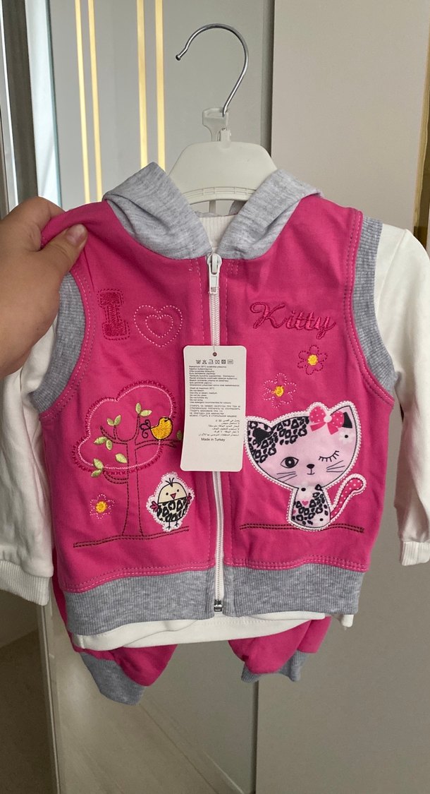 Kız Çocuk Kapüşonlu Fermuarlı Yelek - Görsel 3