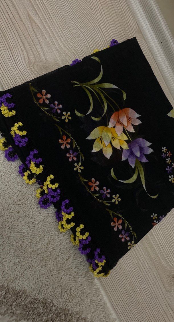 Boncuk İşlemeli Çok Renkli Kadın Fular - Görsel 2