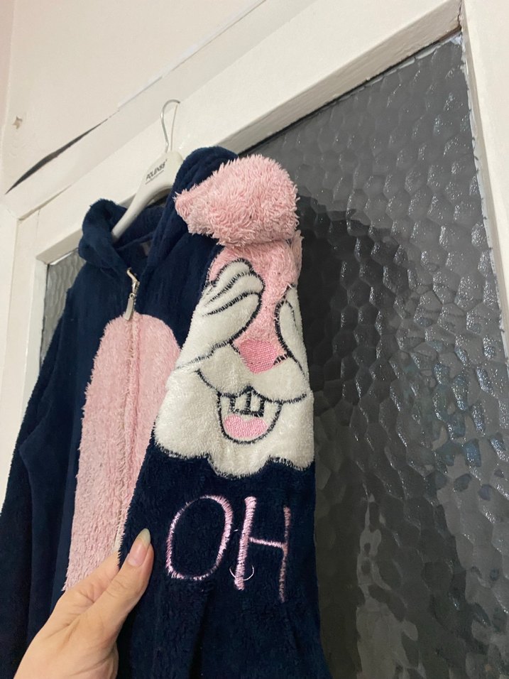 Kız Pembe Detaylı Siyah Tulum - Görsel 3