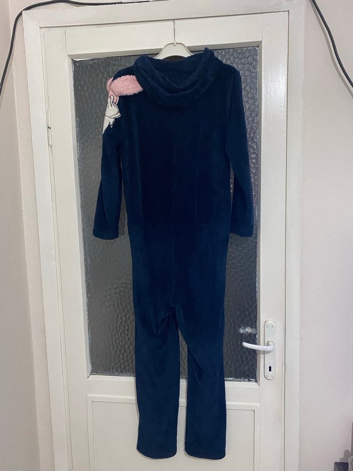 Kız Pembe Detaylı Siyah Tulum - Görsel 4