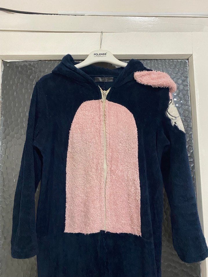 Kız Pembe Detaylı Siyah Tulum - Görsel 2