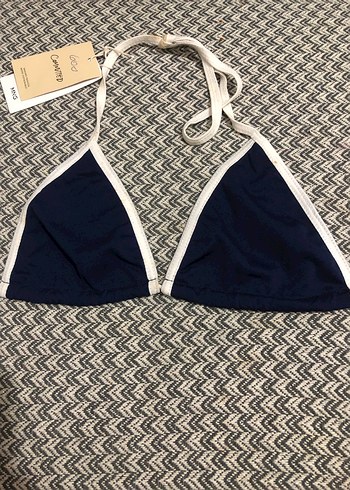 Mavi Beyaz Kenarlı İpli Bikini Takımı - Görsel 3