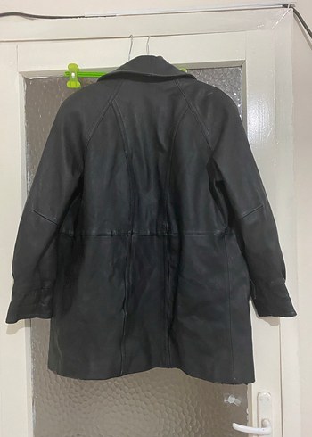 Vintage Düğmeli Siyah Deri Kadın Ceket - Görsel 3