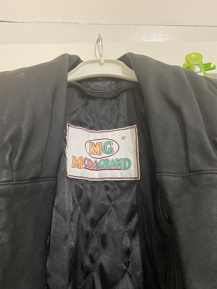 Vintage Düğmeli Siyah Deri Kadın Ceket - Görsel 2