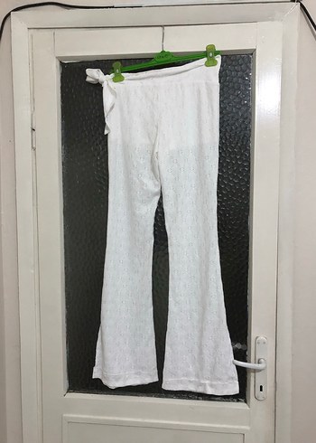 Zara Beyaz Bol Kesim Keten Kadın Pantolon - Görsel 4