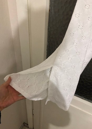 Zara Beyaz Bol Kesim Keten Kadın Pantolon - Görsel 5